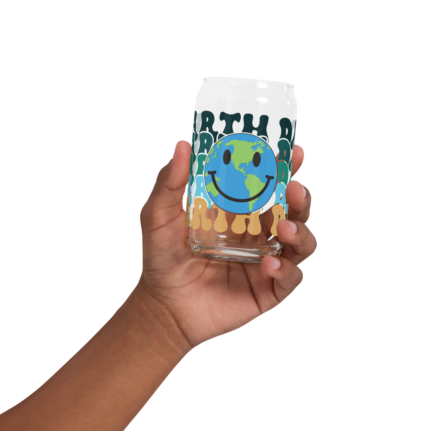 Smiling Earth Day Can-Shaped Glass