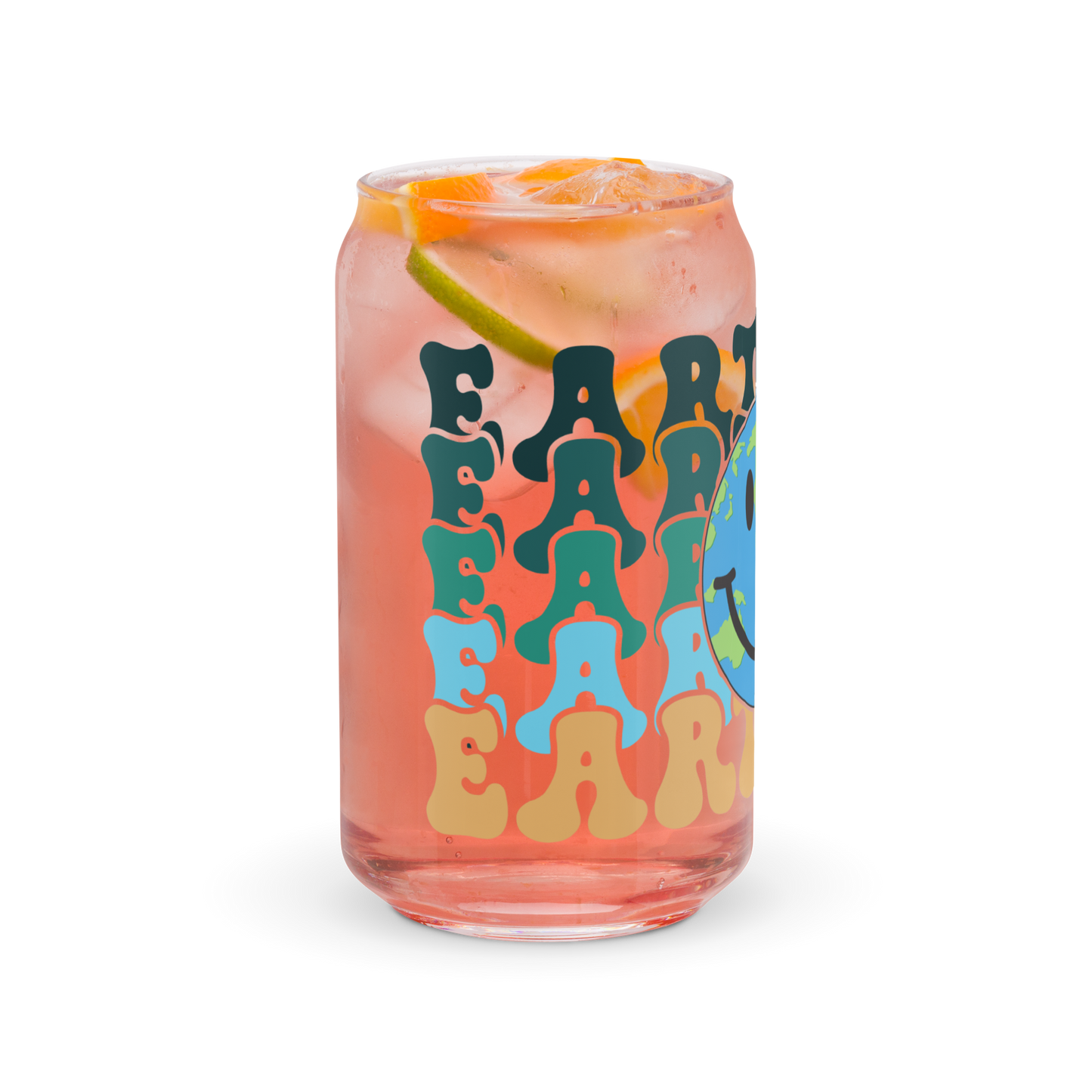 Smiling Earth Day Can-Shaped Glass