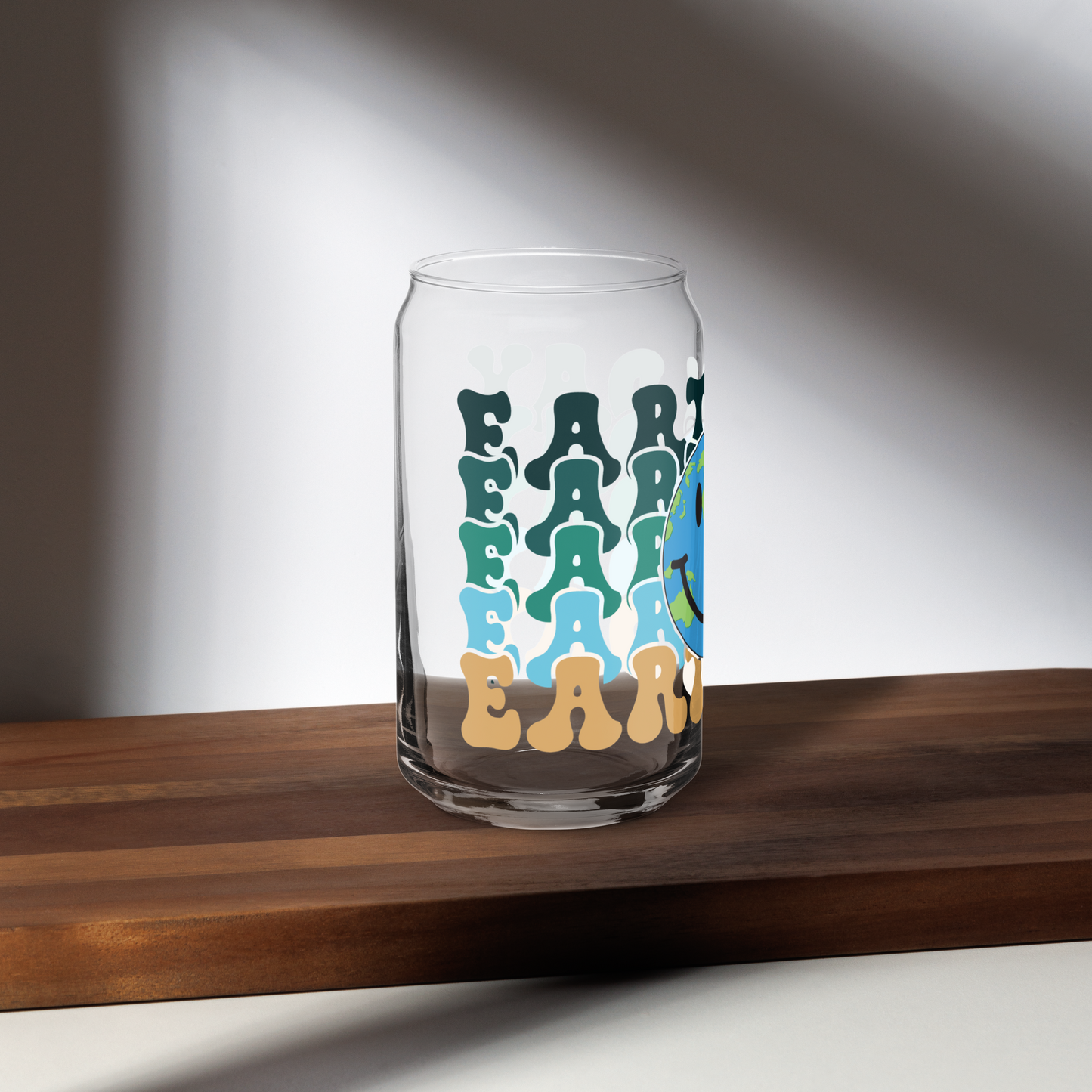 Smiling Earth Day Can-Shaped Glass