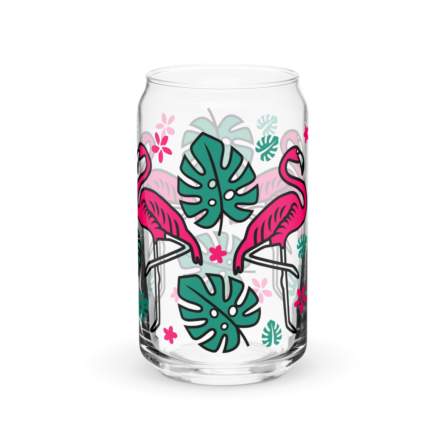 Summer Flamingo Can-shaped Glass