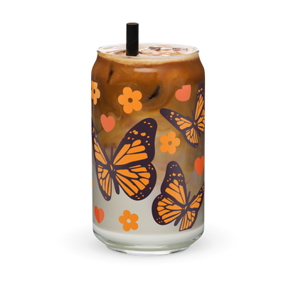 Monarch Butterfly Can-shaped glass