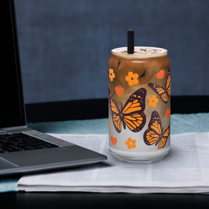 Monarch Butterfly Can-shaped glass