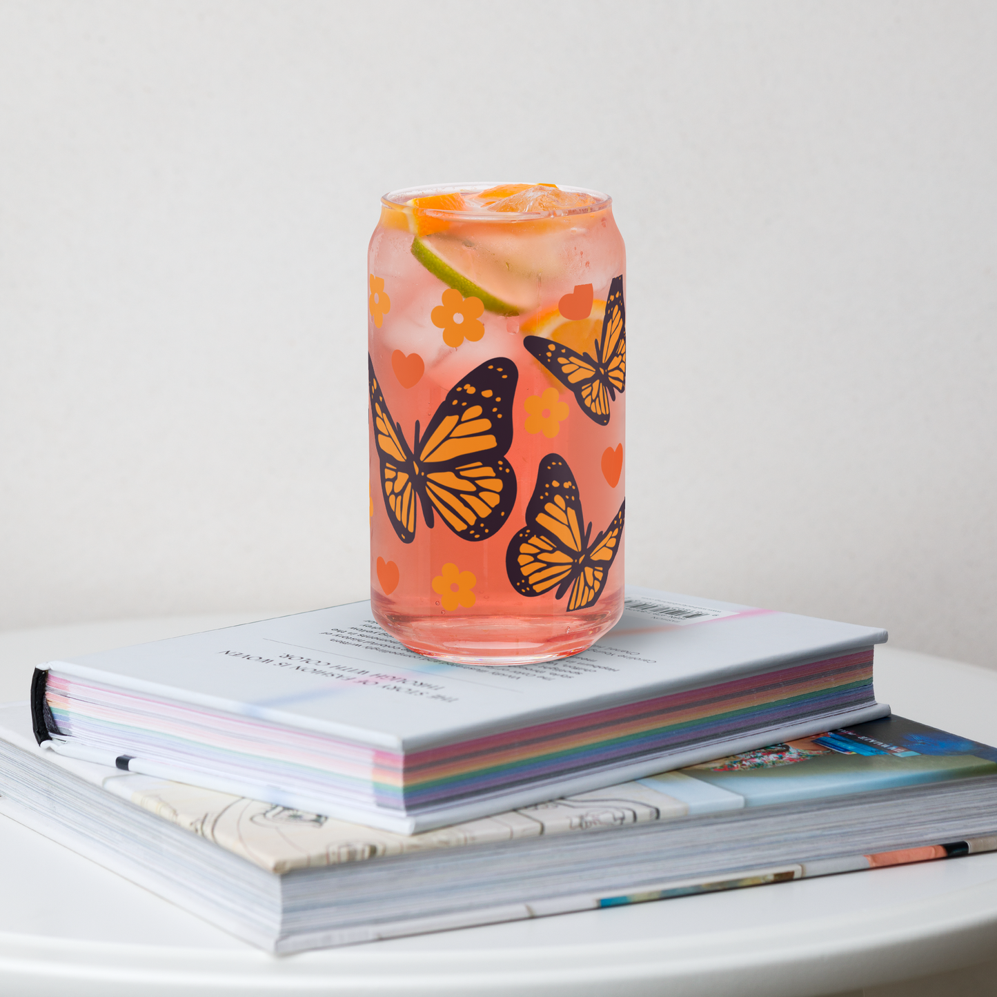 Monarch Butterfly Can-shaped glass