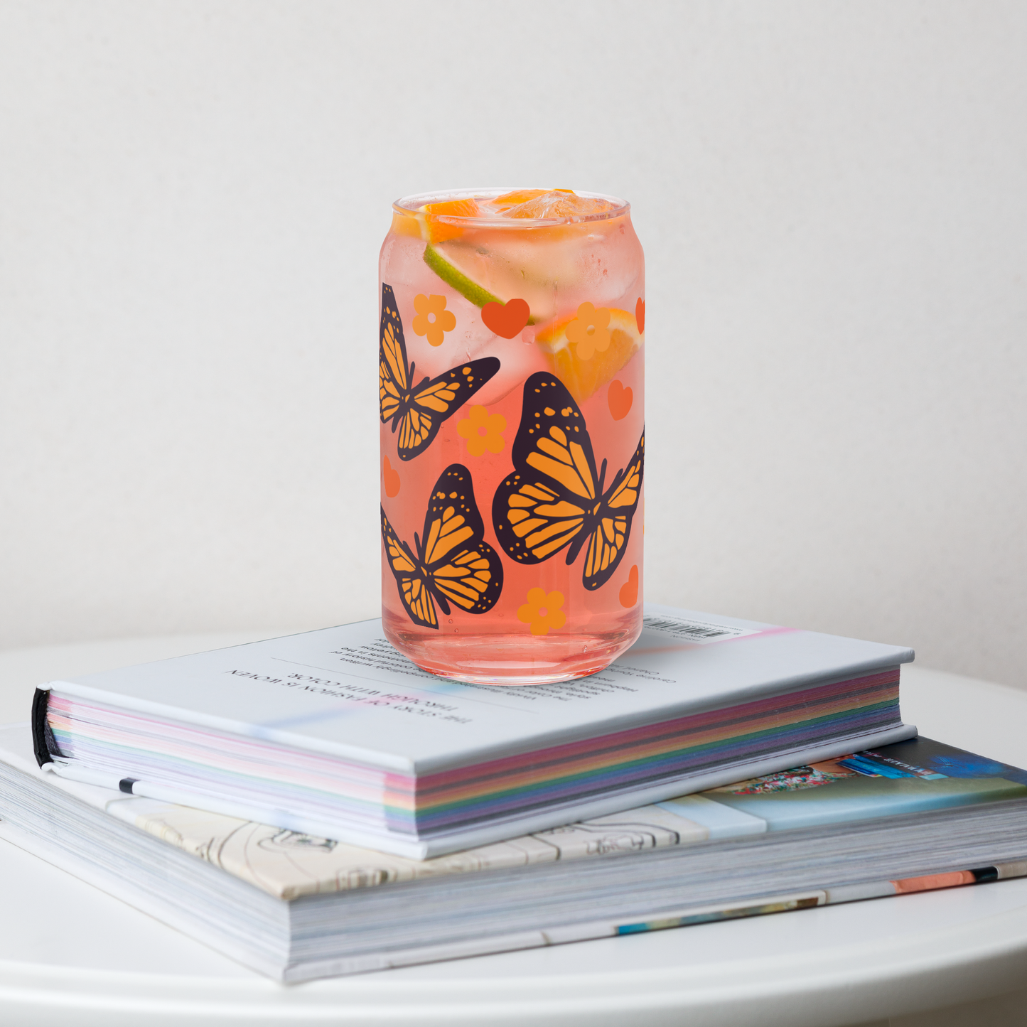 Monarch Butterfly Can-shaped glass