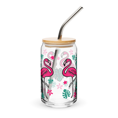 Summer Flamingo Can-shaped Glass