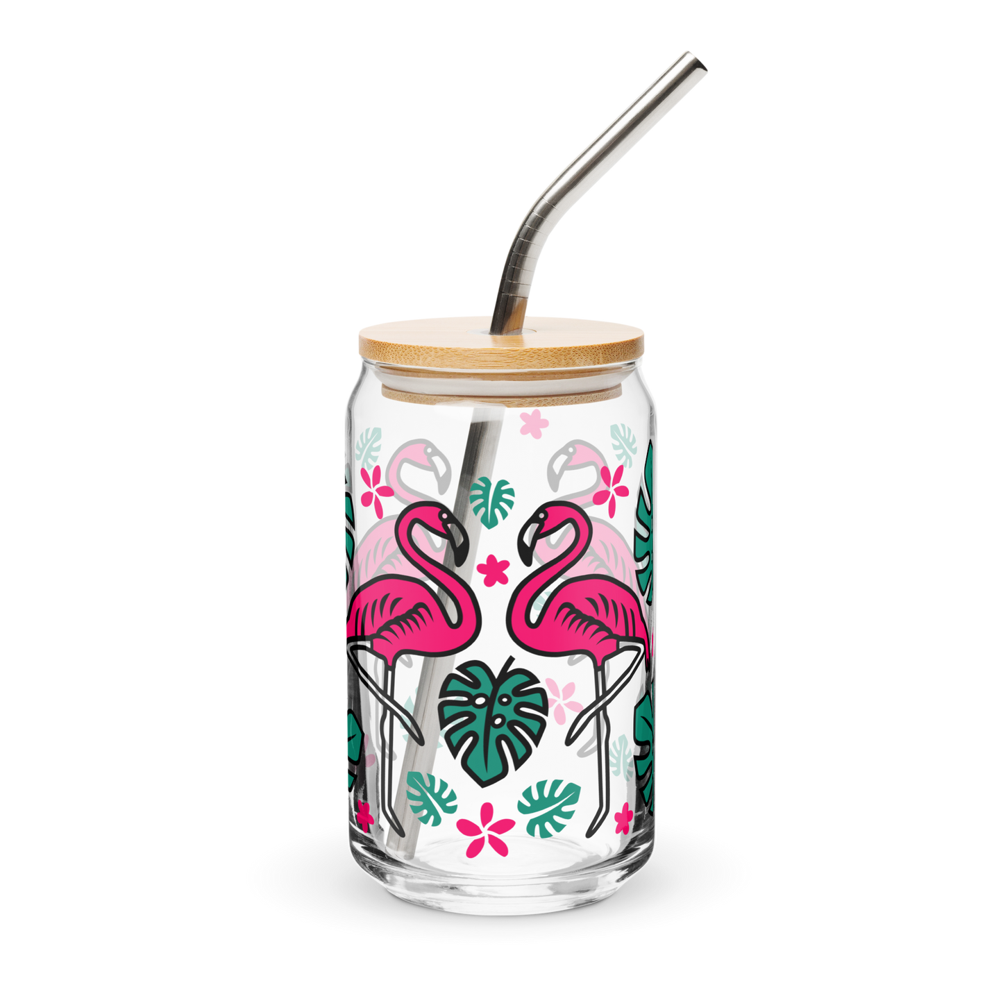 Summer Flamingo Can-shaped Glass