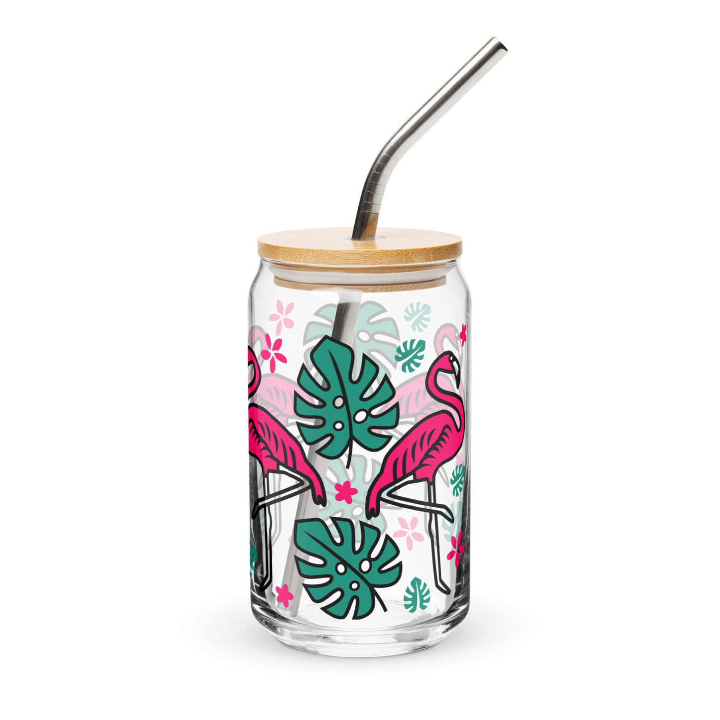 Summer Flamingo Can-shaped Glass