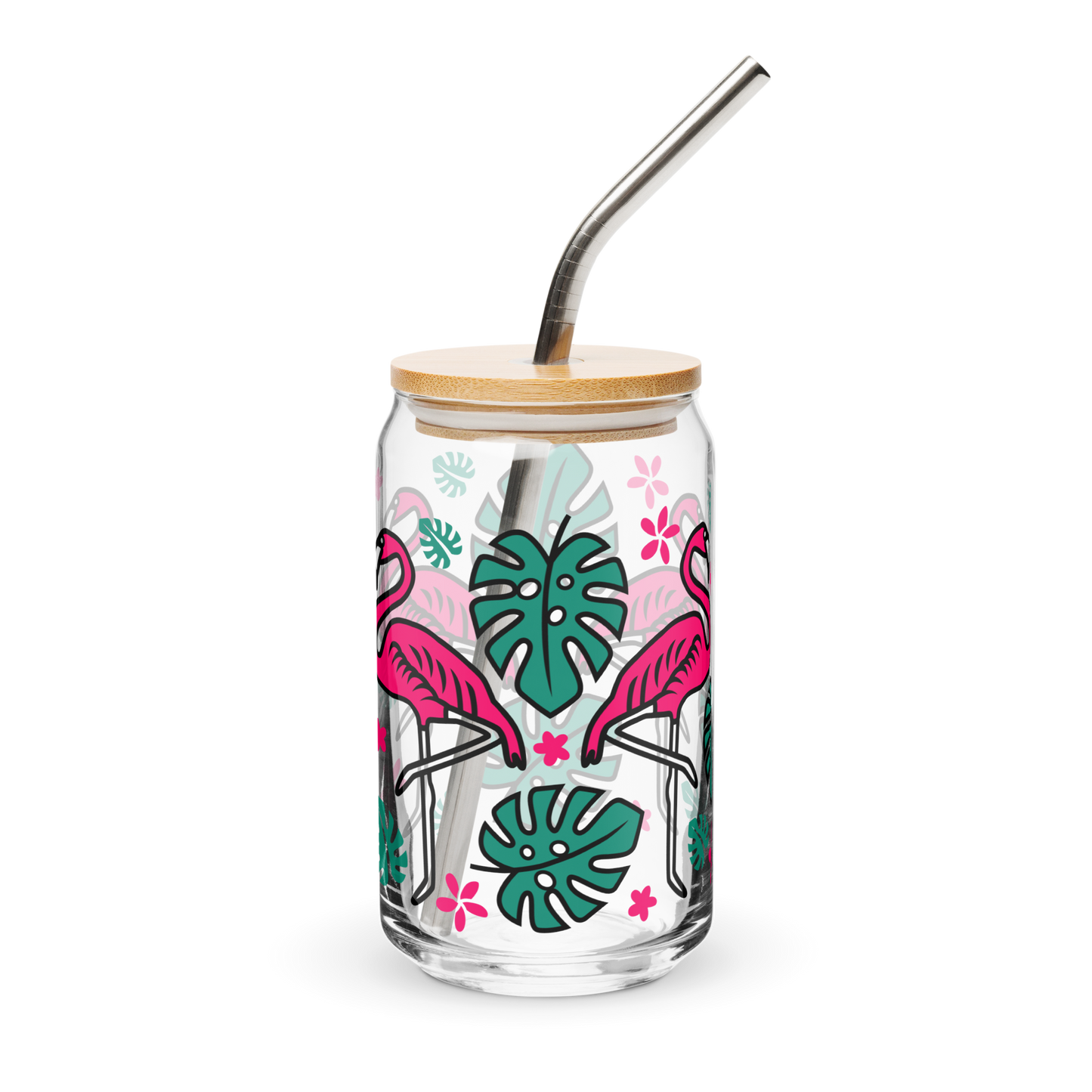 Summer Flamingo Can-shaped Glass