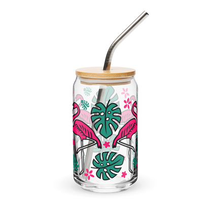 Summer Flamingo Can-shaped Glass