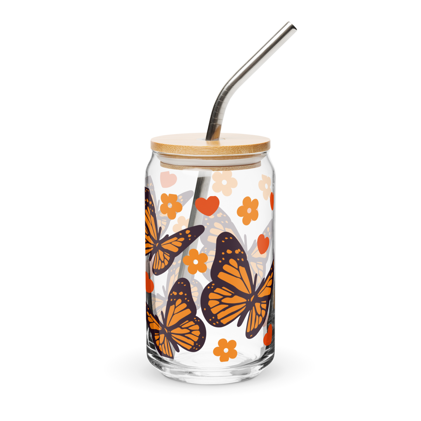 Monarch Butterfly Can-shaped glass