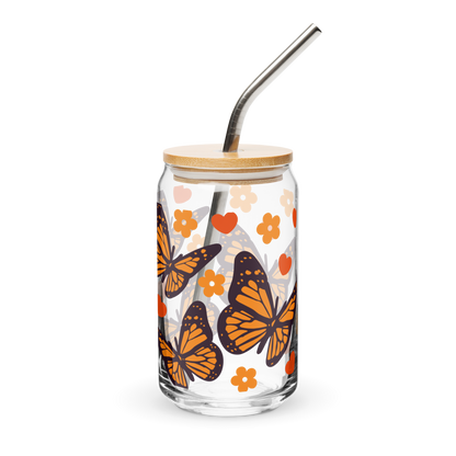 Monarch Butterfly Can-shaped glass